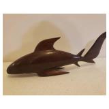 Vintage Large Hand Carved Ironwood Shark Sculpture - 15.5in L x 5.5in T