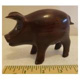 Vintage Hand Carved Ironwood Folk Art Boar Hog/Pig Sculpture - 3.25in T x 2in W x 5in L