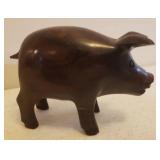 Vintage Hand Carved Ironwood Folk Art Boar Hog/Pig Sculpture - 3.25in T x 2in W x 5in L