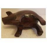 Vintage Hand Carved Ironwood Folk Art Boar Hog/Pig Sculpture - 3.25in T x 2in W x 5in L