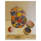 Local Artist Custom Folk Art Terra Cotta Sculpture Planters that fit together & form Urn Art Piece 9.75in T, Glazed Terra Cotta Rattle & Anthropomorphic Trinket Dish, Hand Painted Pottery Dresser Tray