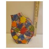 Local Artist Custom Folk Art Terra Cotta Sculpture Planters that fit together & form Urn Art Piece 9.75in T, Glazed Terra Cotta Rattle & Anthropomorphic Trinket Dish, Hand Painted Pottery Dresser Tray