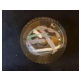 Vintage Michelle Kaptur Signed Art Glass Paperweight - Handblown Globe Shape with Multi-color Swirls & Bubbles - 3in W x 2.5in T