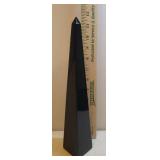 Vintage Polished Black Solid Marble/Granite Obelisk Sculpture - 11.75in T x 2in W x 2in L Base