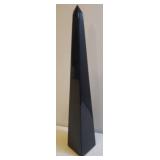 Vintage Polished Black Solid Marble/Granite Obelisk Sculpture - 11.75in T x 2in W x 2in L Base