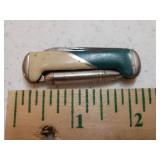 Vintage Imperial Combination Folding Pocket Knife & Ink Pen - 2 Tone Bakelite Handle with Silver Stripe - 5.5in L Full Open