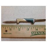 Vintage Imperial Combination Folding Pocket Knife & Ink Pen - 2 Tone Bakelite Handle with Silver Stripe - 5.5in L Full Open