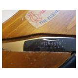 Vintage Queen Cutlery Bicentennial Commemorative Folding Single Blade Knife in Custom Wood Case with Original Stickers on Front & Back - Limited Edition Serial # - Black Bakelite Handle with Silver 17