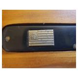 Vintage Queen Cutlery Bicentennial Commemorative Folding Single Blade Knife in Custom Wood Case with Original Stickers on Front & Back - Limited Edition Serial # - Black Bakelite Handle with Silver 17