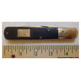 Vintage Queen Cutlery Bicentennial Commemorative Folding Single Blade Knife in Custom Wood Case with Original Stickers on Front & Back - Limited Edition Serial # - Black Bakelite Handle with Silver 17