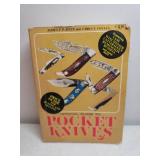 Vintage Carborundum Razor Hone in Original Box, Vintage Pocket Knife Pricing Guide, and 2 Advertising Knives - one on Belt Clip with Blade & File, and one Single Blade with Swivel Guard Handle 4.25in 