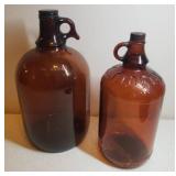 Antique Dark Amber Glass Handled Jugs - 1 is 1/2 Gallon 1940