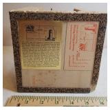 Custom Made Greenhorn Limestone Mini Fence Post & Barbed Wire Letter/Napkin Holder - Made in Paradise, KS - Original Maker Sticker & History on Base - 6in L x 6in W x 61n T, and Antique Pair of Metal 