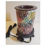 Mosaic Glass Electric Wax Warmer, Mahogany Coconut 3 Wick Candle & Underplate, Custom Made Terra Cotta Triple Trinket Dish, Votive Lantern, and NIP Wax Warmer Collar Rings
