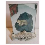 Good Kitty/Bad Kitty Photo Holder, Santa Kitty Holder/Easel, Mini Pottery Cat Coaster, and Book of The Mediterranean Cat