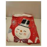 Merry Christmas Cookie Box, Holiday Throw Blanket, Hand Painted Canvas Snowman Art, Tablecloth, Kitchen Towel, Oven Mitt, Candle Jar & Wall Plaque, and Light Up Snowman Hat