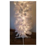 Ultra Slim Snow White Lit 6.5Ft Christmas Tree - 3 Sections Plus Fold Up Metal Base - Includes Foot Switch Extension Cord