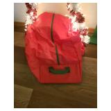 Large Metallic Garland Light Up Double Candy Cane Yard/Porch Decor - 36in W x 44in T, Painted Wood "Santa Stop Here" Sign Post, and Large Rolling Canvas Christmas Tree Storage Case/Bag