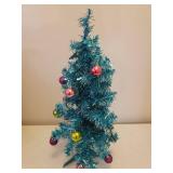 St. Nicholas Square 2 Ft. Aqua Tinsel Tree with Blue Lights & Ornaments - includes Box, Metallic Pink Garland, and Large Tote of Holiday Gift Boxes, Bags & Tissue