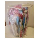 St. Nicholas Square 2 Ft. Aqua Tinsel Tree with Blue Lights & Ornaments - includes Box, Metallic Pink Garland, and Large Tote of Holiday Gift Boxes, Bags & Tissue