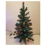 36in T and 42in T Lit Mini Christmas Trees - Tallest is in Weighted Urn for Porch Use - Both have Working Multi Lights