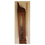Ornate Antique Pendulum Wall Clock - Bent Wood Case with Brass Inlay - Copper Framed Marble Face - Numerals on Porcelain w/Brass Surrounds - Original Glass Door & Side Panels - Includes Winding Key - 