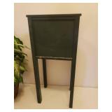 Green Painted Wood 3 Drawer Side Table/Night Stand - 13in W x 10in D x 28.5in T - and Faux Plant in Basket Plater