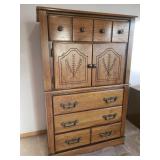 Large Carved Wood Chest of Drawers - 36in W x 19in D x 55in T - Matches Lot