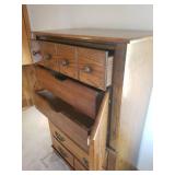 Large Carved Wood Chest of Drawers - 36in W x 19in D x 55in T - Matches Lot