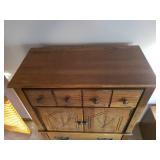 Large Carved Wood Chest of Drawers - 36in W x 19in D x 55in T - Matches Lot