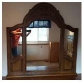 Large Carved Wood 6 Drawer Dresser with Detachable Mirror Section - Matches Lots #1178 & 1179 - 65.5in W x 18in D x 80in T with Mirror