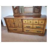 Large Carved Wood 6 Drawer Dresser with Detachable Mirror Section - Matches Lots #1178 & 1179 - 65.5in W x 18in D x 80in T with Mirror