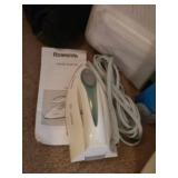 Adjustable Height Ironing Board, Rowenta Steam Iron, Nearly Full Can of Magic Sizing, Travel Iron in Case - 1 With Cord & Travel Bag, and NIP Laundry Bag
