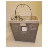 Large Woven Laundry Basket with Liner, Fabric Hamper Liner, Shower Rack, Bathroom Rack, Stainless Steel Waste Can, Flocked Pant Hanger, & NIP Drawer Dividers
