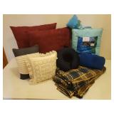 Large & Small Throw Pillows, Plaid Curtain Set, and Lap Blankets