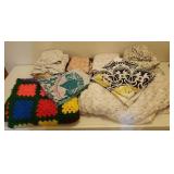 Afghan, Throw Blanket, and Various Queen Sheet Sets