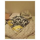 Afghan, Throw Blanket, and Various Queen Sheet Sets