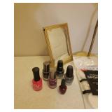 Hand Mirrors, Makeup Mirror, NIP Sponges, Nail Polish, and Hair Flat Iron