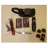 Remington and Andis Electric Trimmers with Travel Case, Leopard Travel Mani/Pedi Kit, Nail Clipper, and Toothpaste Tube Roller
