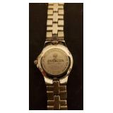 3 Ladies Metal Strap Wrist Watches: Citizen with Mother of Pearl Face, Invicta with Crystal Bezel, and Jules Jurgensen with Date Dial