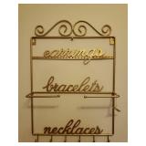 5 Statement Necklaces and Gold Metal Jewelry Storage Wall Rack