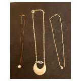 Fine Chain Necklaces & Bracelet, Vintage Avon Ruby Crystal Gold Tone Tennis Bracelet, Chainmail Earrings, and Vintage Lorus & Elgin Ladies Wrist Watches with no Bands