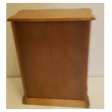 Vintage Wood Jewelry Chest with 2 Drawers, Etched Glass Doors and Mirror Inner Back - 13in W x 6.5in D x 17.25in T