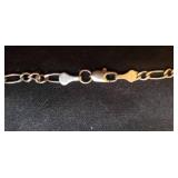 STERLING SILVER Figaro Chain Link Bracelet - 9.25in L - with Lobster Claw Clasp - Stamped 925