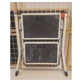 Polder Folding Metal Step Stool, Bag Holder Rack, Adjustable Child/Pet Gate, and Large Wood Frame Chalkboard