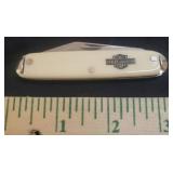 Vintage Harley Davidson Motor Cycles Double Blade Pocket Knife - with Bakelite Handle - Stamped USA - 6in L Open