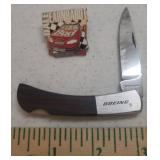 Boeing Lock Blade Pocket Knife with Wood Handle - Stamped British Hong Kong - 5.5in L Open, and Dale Earnhardt Jr. Bud Car NASCAR Pin by Wincraft