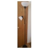 Double Light Floor Lamp - Black Metal with Frosted Plastic Shades - 74in T