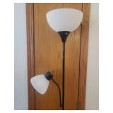 Double Light Floor Lamp - Black Metal with Frosted Plastic Shades - 74in T