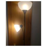 Double Light Floor Lamp - Black Metal with Frosted Plastic Shades - 74in T